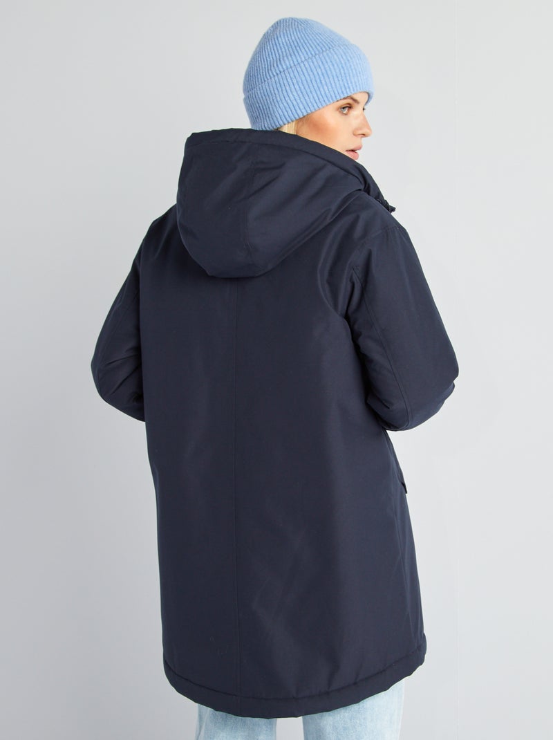 Parka con capucha de borreguito AZUL - Kiabi