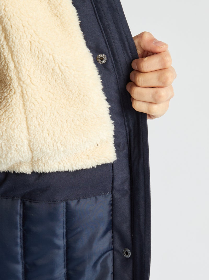 Parka con capucha de borreguito AZUL - Kiabi