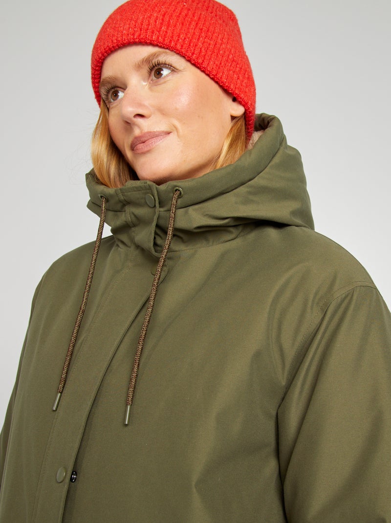 Parka con capucha de borreguito KAKI - Kiabi