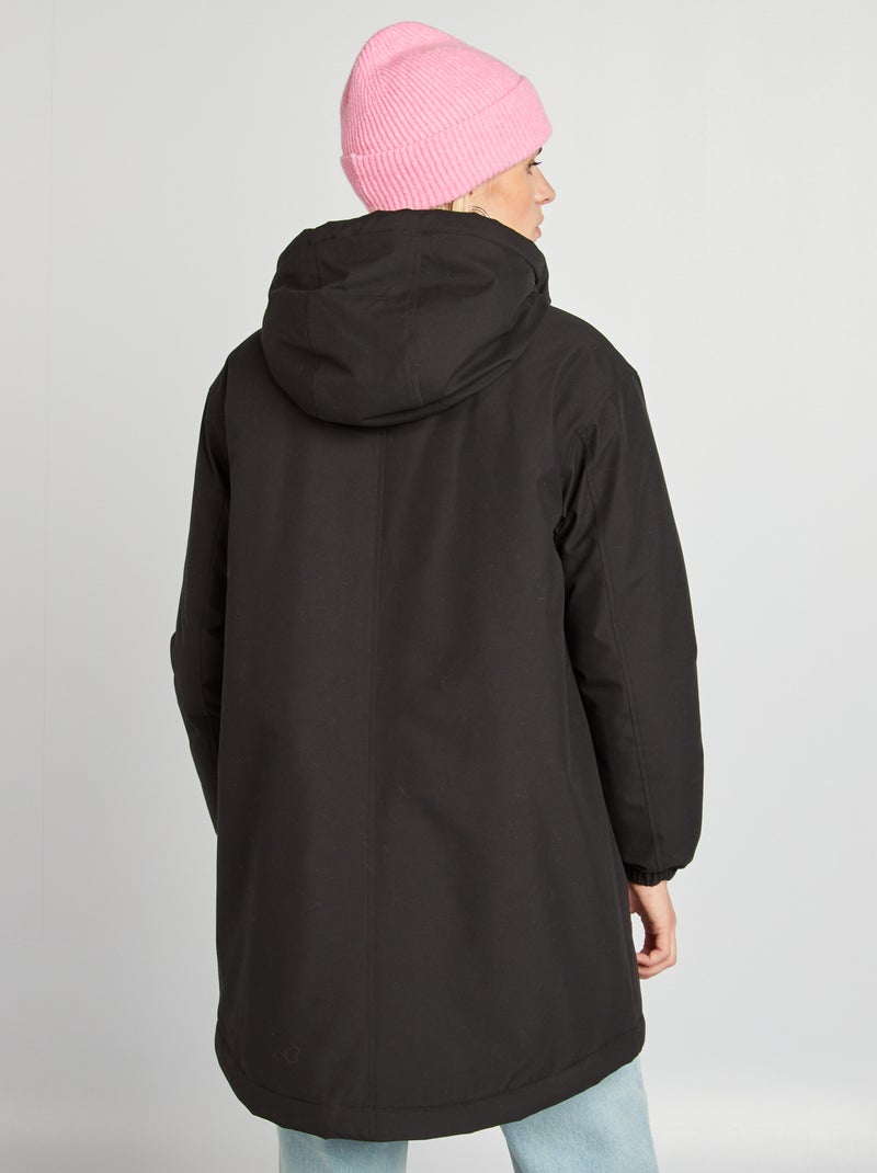 Parka con capucha de borreguito negro - Kiabi