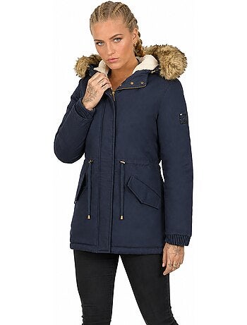 Parka con capucha de piel sintética ampurieak – canadian peak
