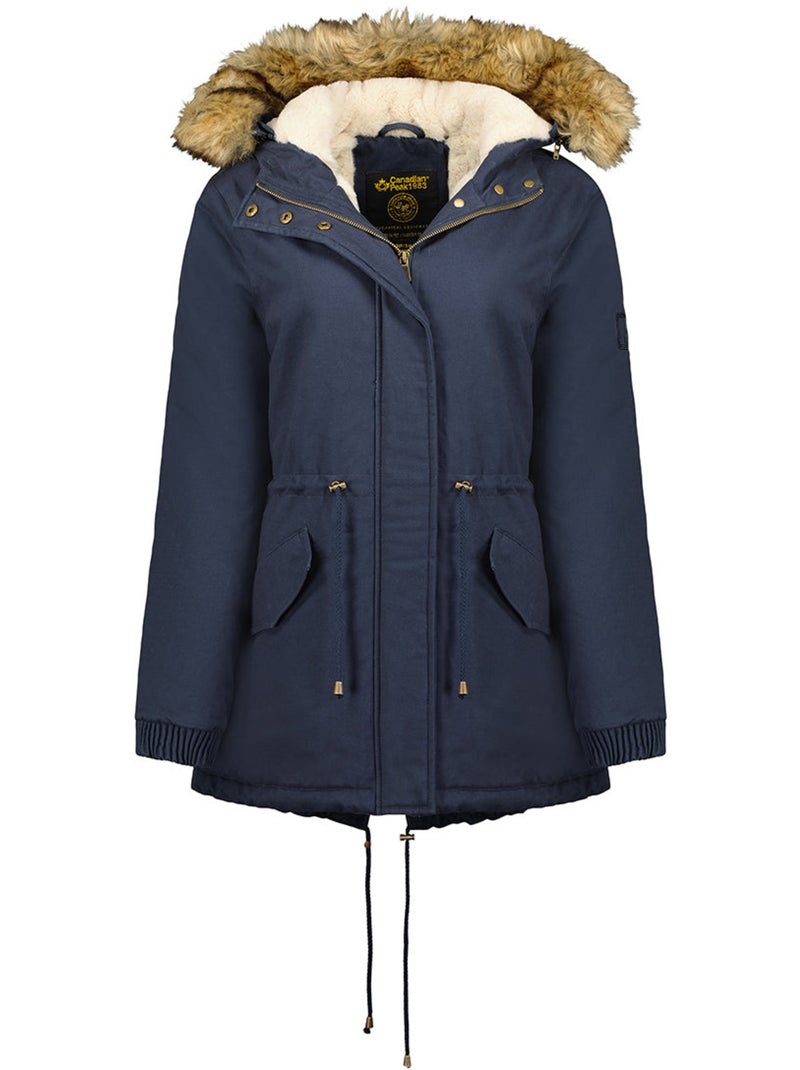 Parka con capucha de piel sintética ampurieak – canadian peak Azul marino - Kiabi