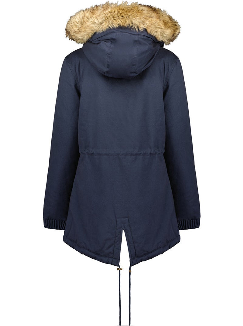 Parka con capucha de piel sintética ampurieak – canadian peak Azul marino - Kiabi