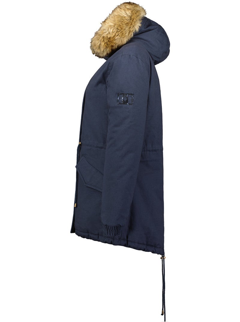 Parka con capucha de piel sintética ampurieak – canadian peak Azul marino - Kiabi