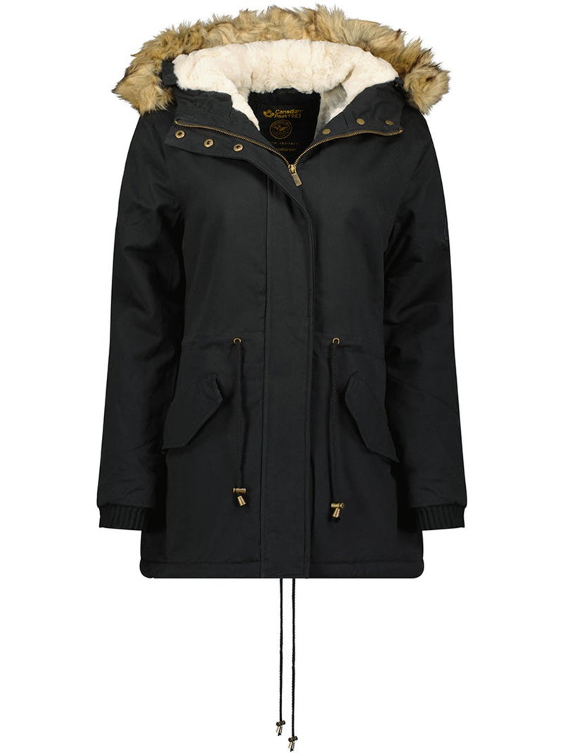 Parka con capucha de piel sintética ampurieak – canadian peak Negro - Kiabi