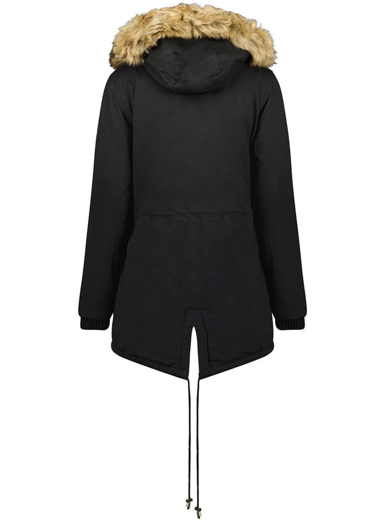 Parka con capucha de piel sintética ampurieak – canadian peak Negro - Kiabi