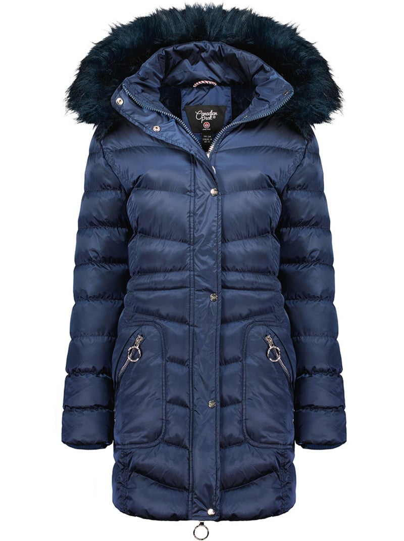 Parka con capucha de piel sintética civileak – canadian peak Azul marino - Kiabi
