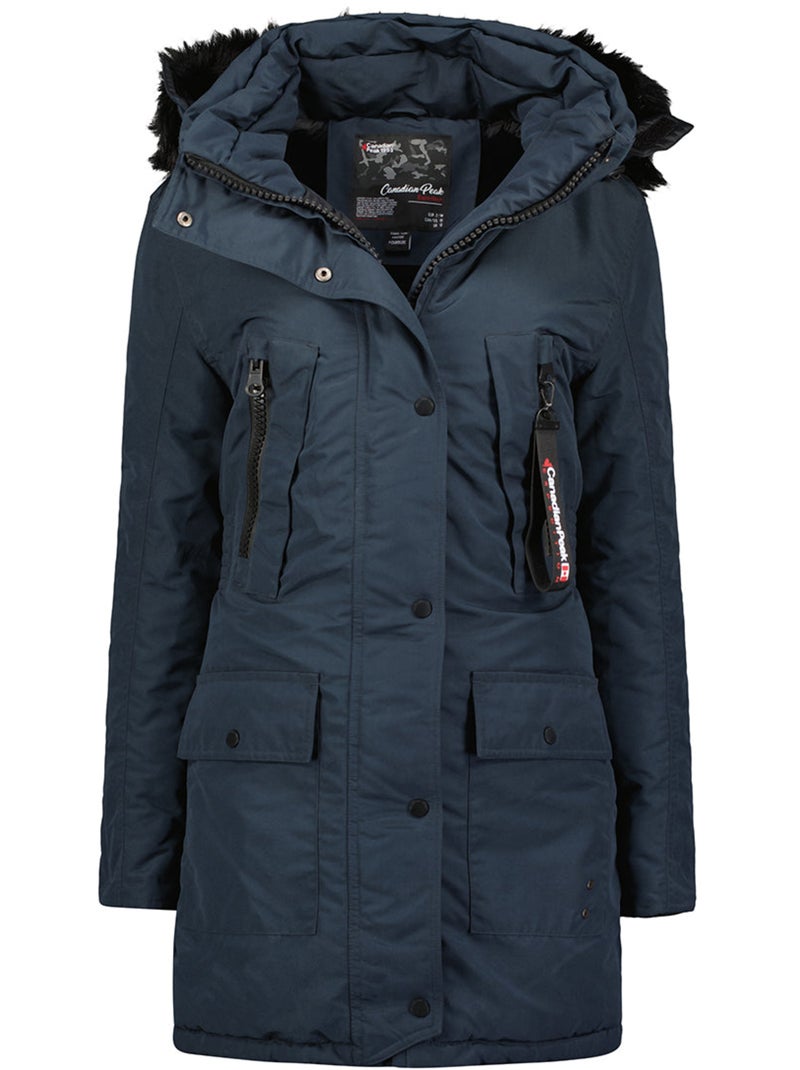 Parka con capucha de piel sintética corteak – canadian peak Azul marino - Kiabi