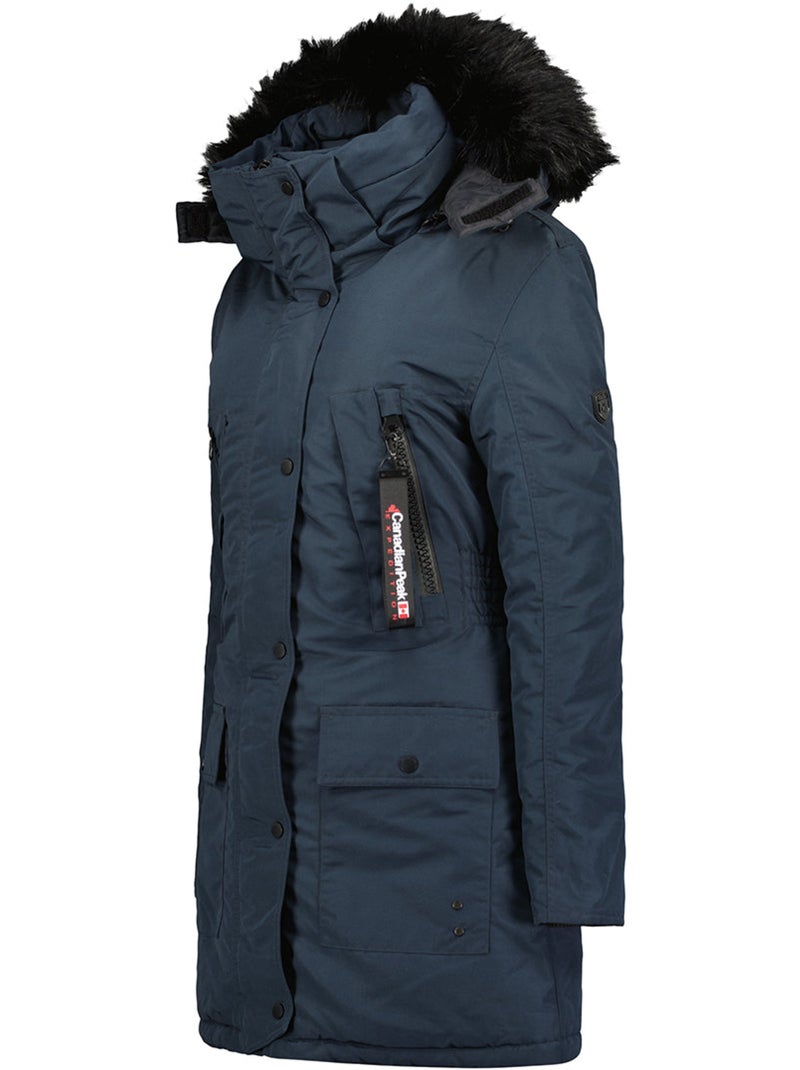 Parka con capucha de piel sintética corteak – canadian peak Azul marino - Kiabi