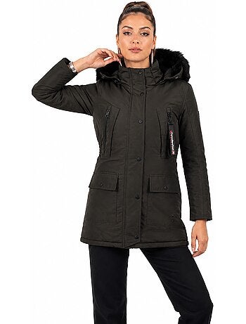 Parka con capucha de piel sintética corteak – canadian peak