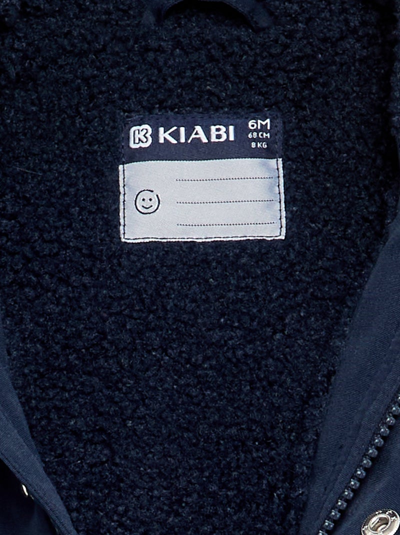Parka con capucha e interior de borreguito Azul - Kiabi