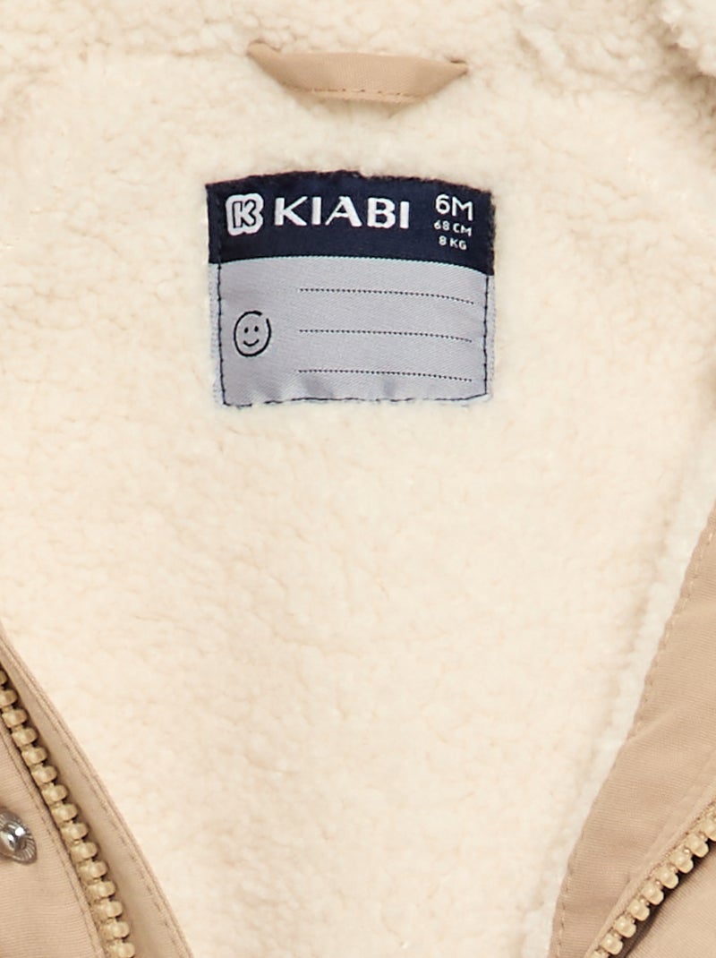 Parka con capucha e interior de borreguito Beige - Kiabi