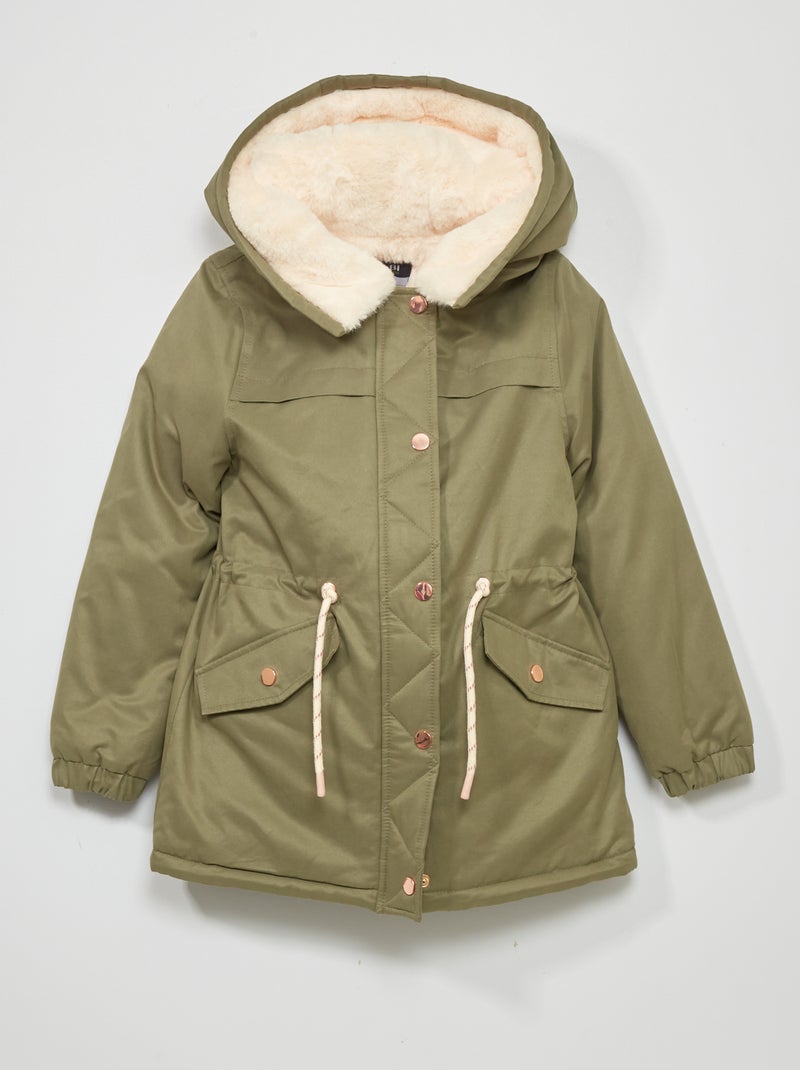 Parka con capucha forrada - Siempre + calentito KAKI - Kiabi