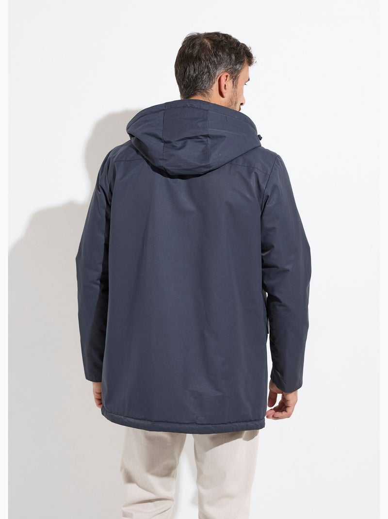 Parka con capucha forrada de piel - AFIBEL Azul marino - Kiabi