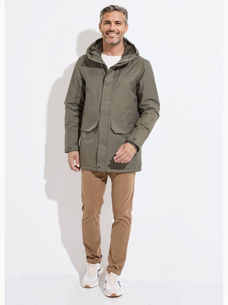 Parka con capucha forrada de piel - AFIBEL Caqui - Kiabi