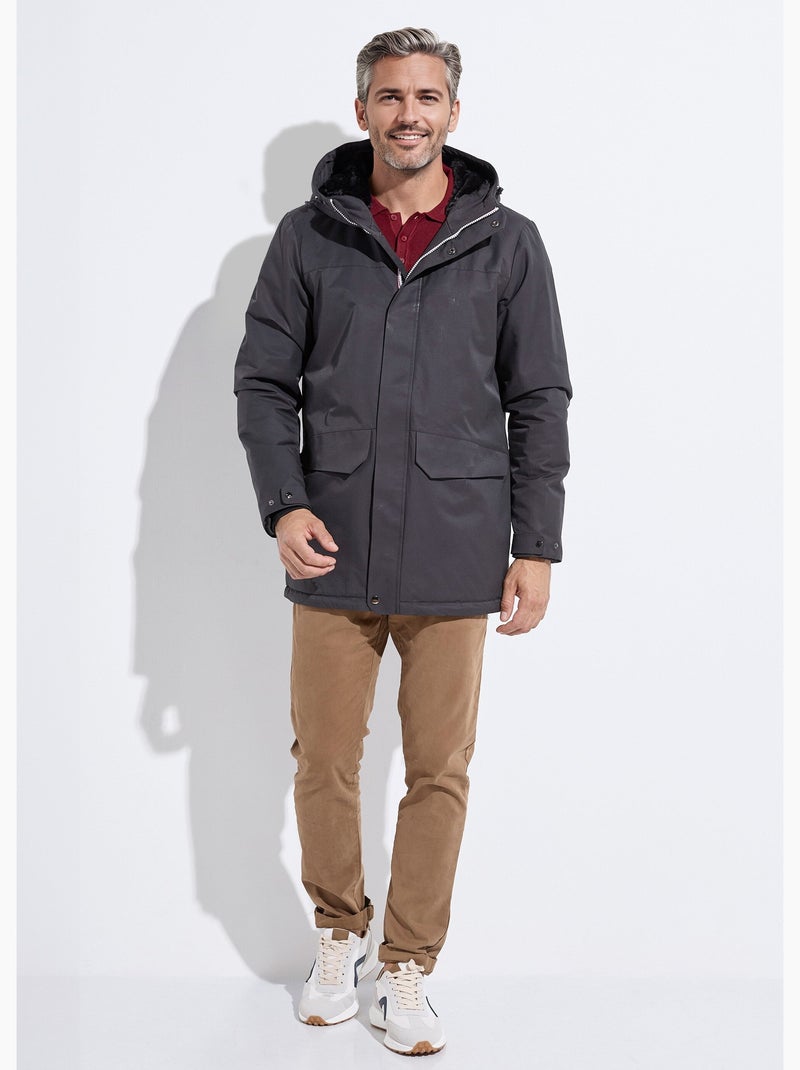 Parka con capucha forrada de piel - AFIBEL Negro - Kiabi