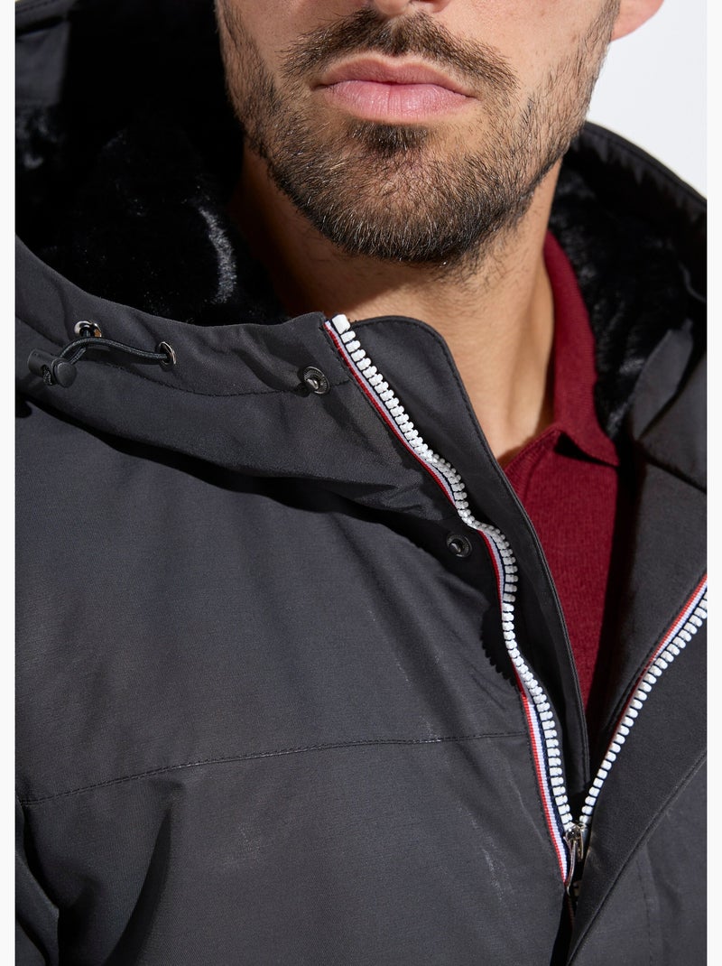 Parka con capucha forrada de piel - AFIBEL Negro - Kiabi