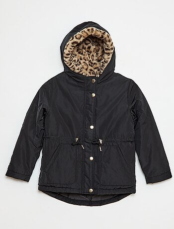 Parka con capucha forrada en pelo sintético