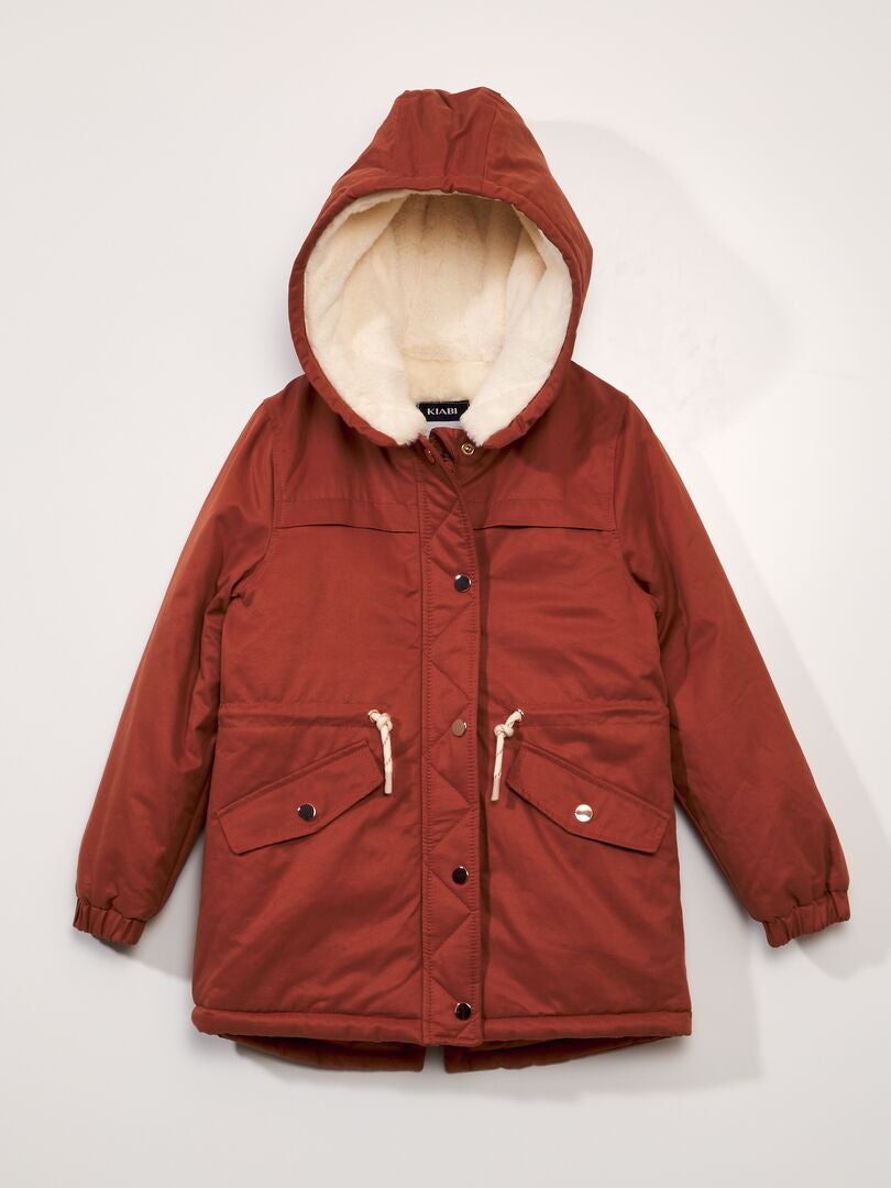 Parka con capucha forrada ROJO - Kiabi