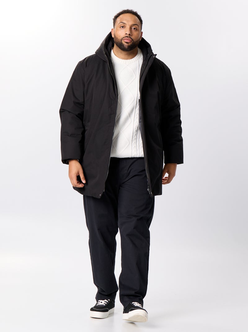 Parka con capucha lisa Negro - Kiabi
