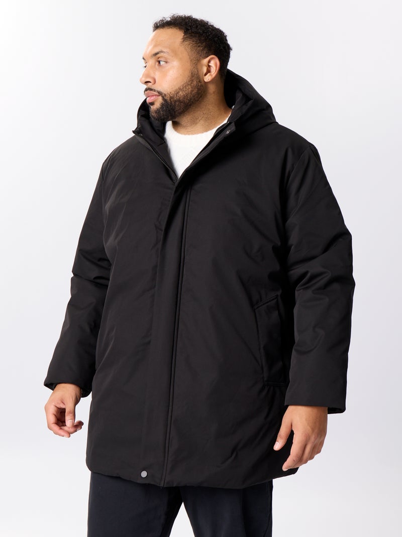 Parka con capucha lisa Negro - Kiabi