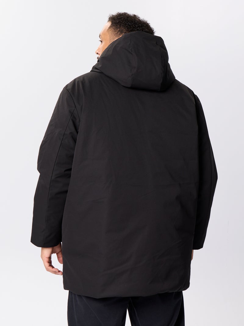 Parka con capucha lisa Negro - Kiabi