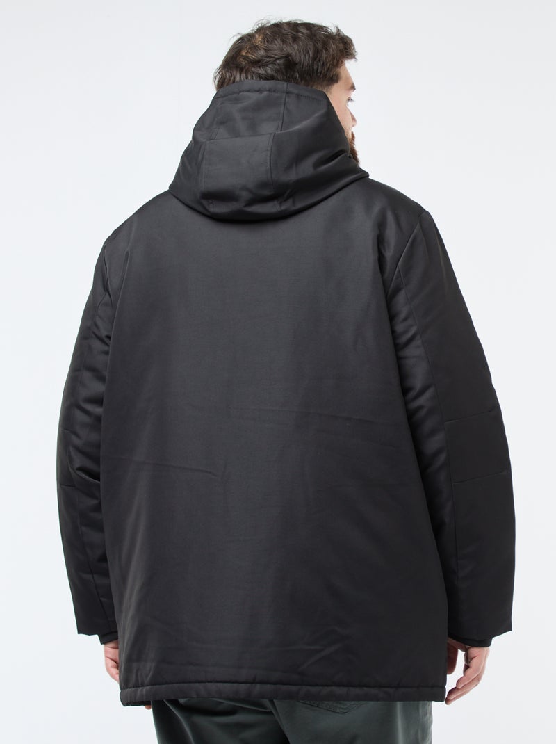 Parka con capucha lisa repelente al agua Negro - Kiabi