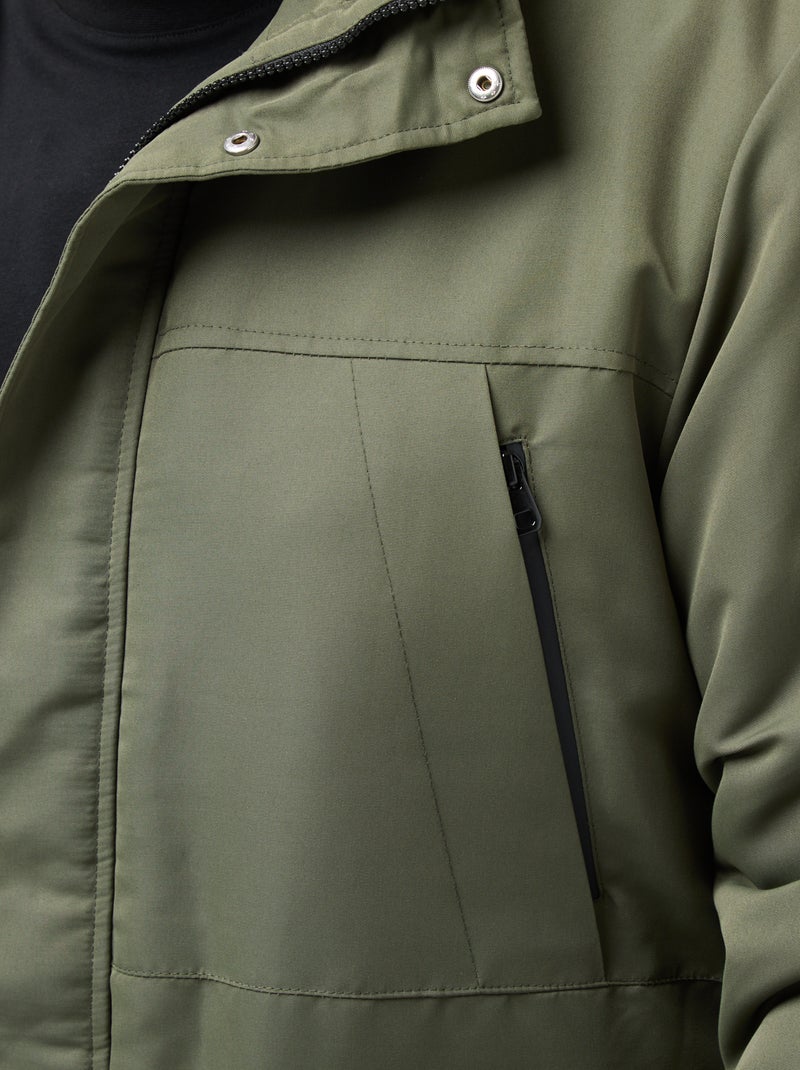 Parka con capucha lisa repelente al agua Verde - Kiabi