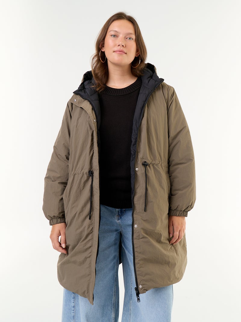Parka con capucha lisa Verde - Kiabi