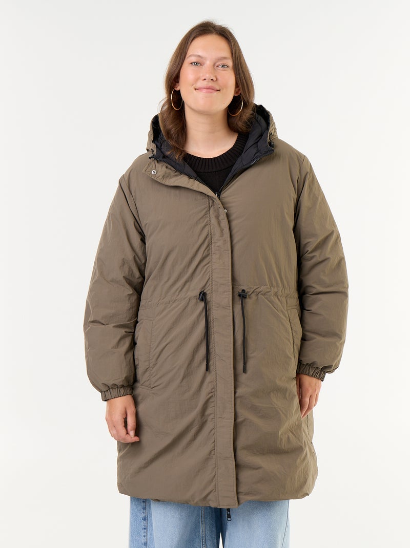 Parka con capucha lisa Verde - Kiabi