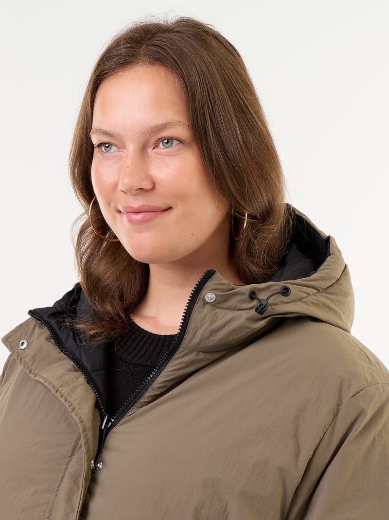 Parka con capucha lisa Verde - Kiabi