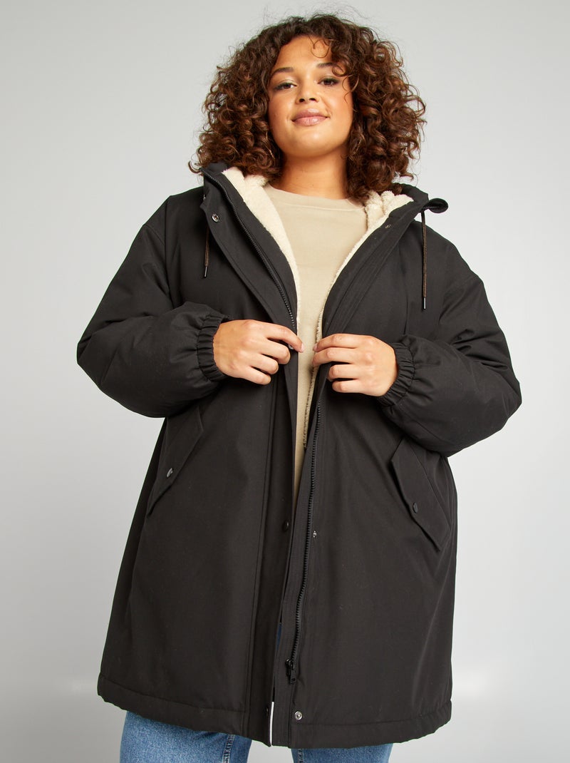 Parka con capucha negro - Kiabi