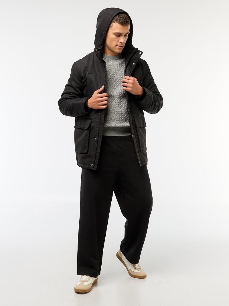 Parka con capucha Negro - Kiabi