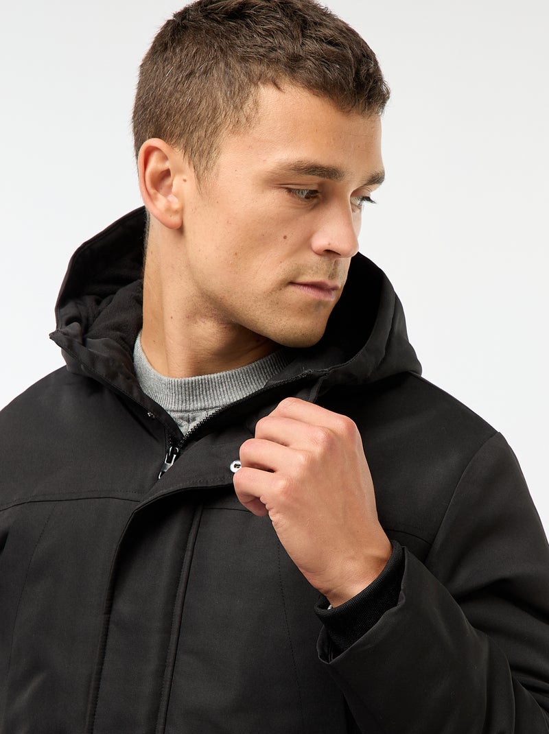 Parka con capucha Negro - Kiabi