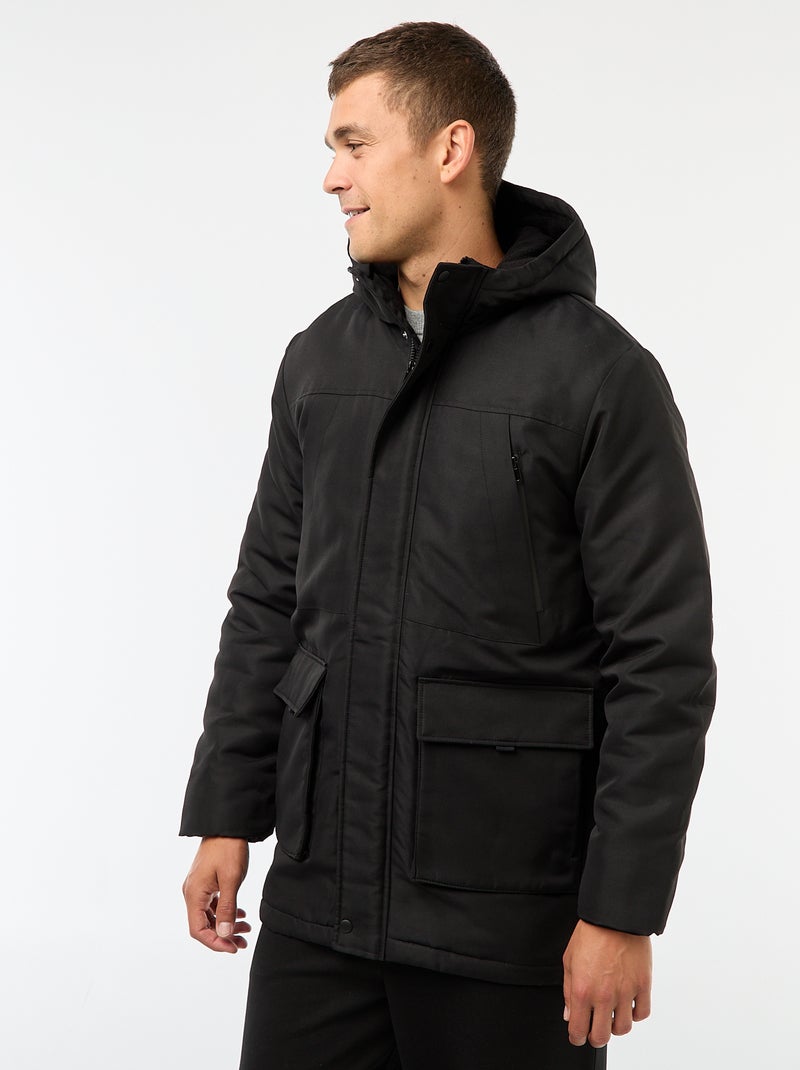 Parka con capucha Negro - Kiabi