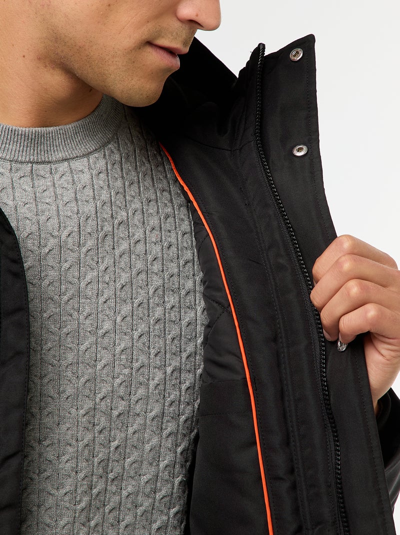 Parka con capucha Negro - Kiabi