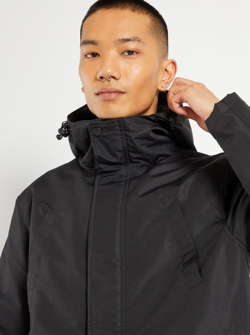 Parka con capucha Negro - Kiabi