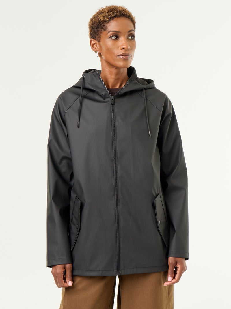 Parka con capucha repelente al agua Negro - Kiabi