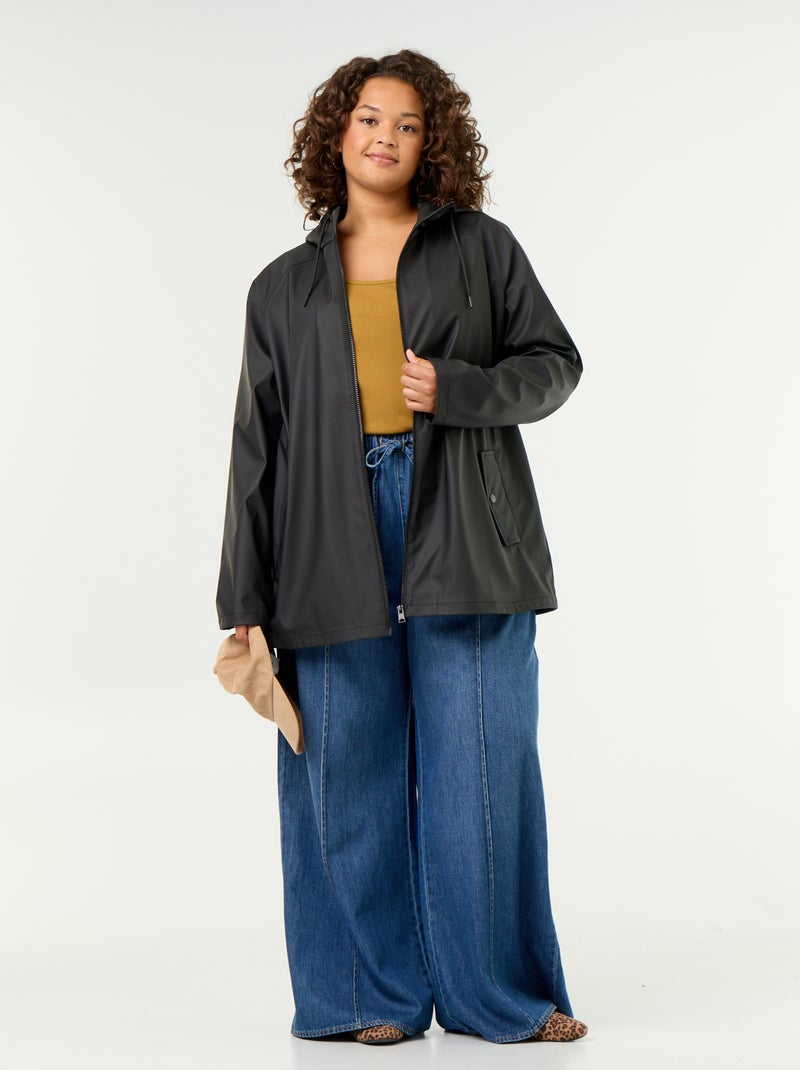 Parka con capucha repelente al agua Negro - Kiabi