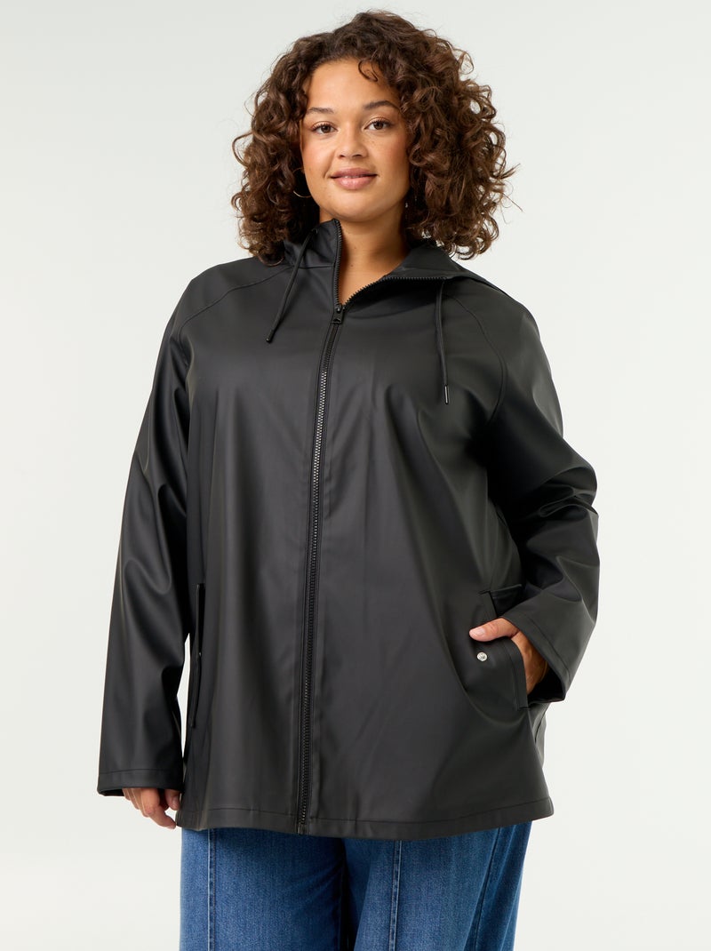 Parka con capucha repelente al agua Negro - Kiabi