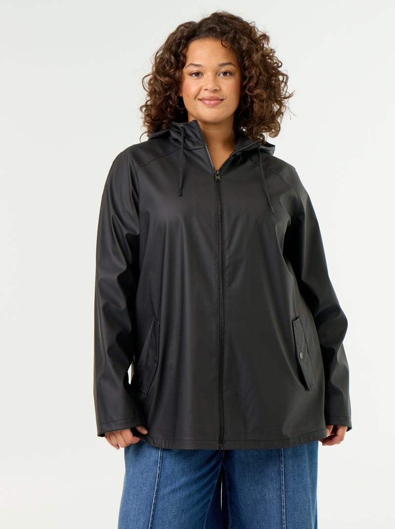 Parka con capucha repelente al agua Negro - Kiabi