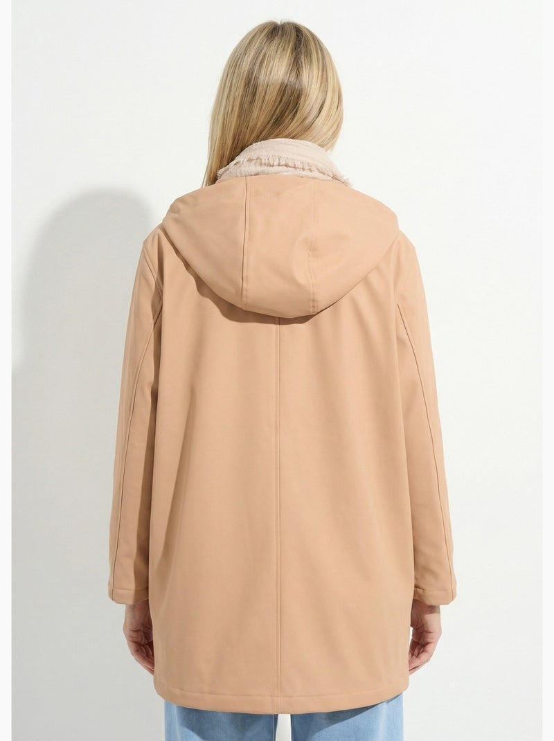 Parka con capucha y cremallera repelente al agua - Afibel Camel - Kiabi