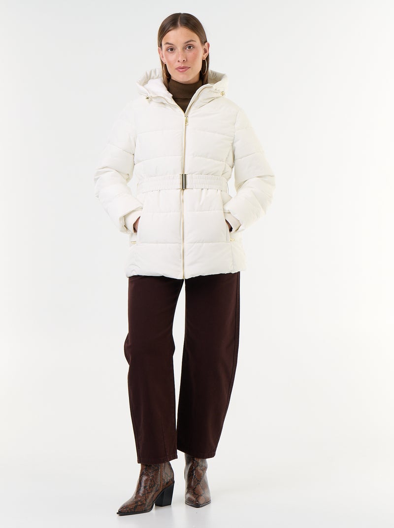 Parka con capucha y forro de pelo sintético Blanco - Kiabi