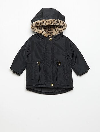 Parka con capucha y forro de pelo sintético