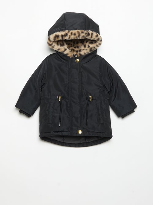 Parka con capucha y forro de pelo sintético - Kiabi