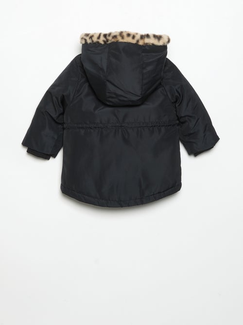 Parka con capucha y forro de pelo sintético - Kiabi