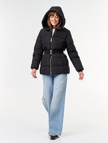Parka con capucha y forro de pelo sintético