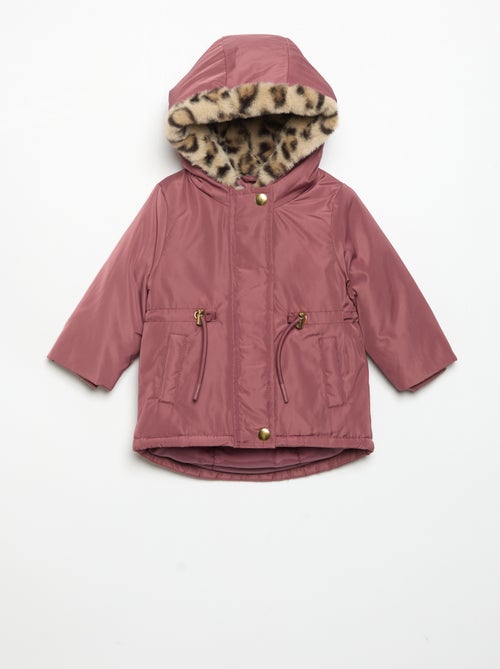 Parka con capucha y forro de pelo sintético - Kiabi
