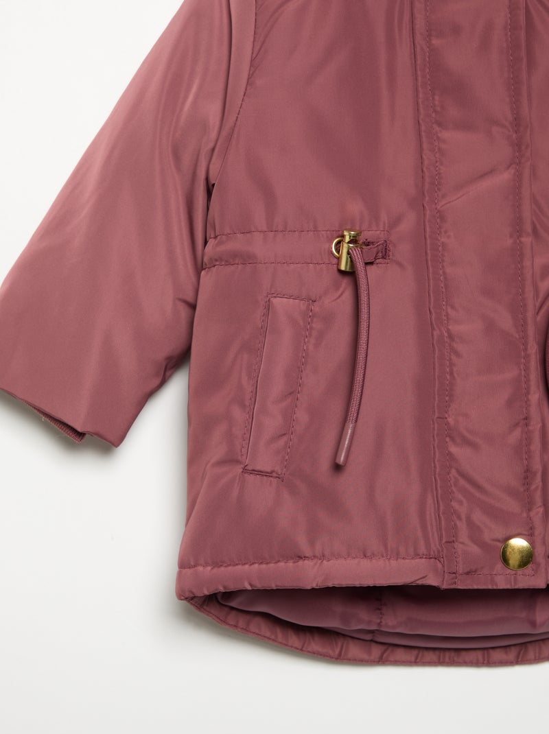 Parka con capucha y forro de pelo sintético Rosa - Kiabi
