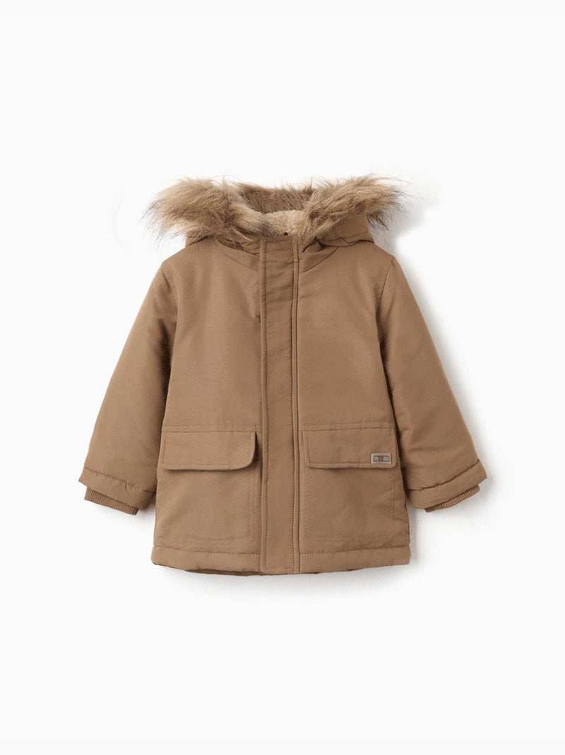 Parka con capucha y forro de sherpa Gris - Kiabi